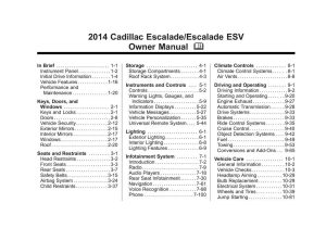 2014 Cadillac Escalade Esv Bedienungsanleitung